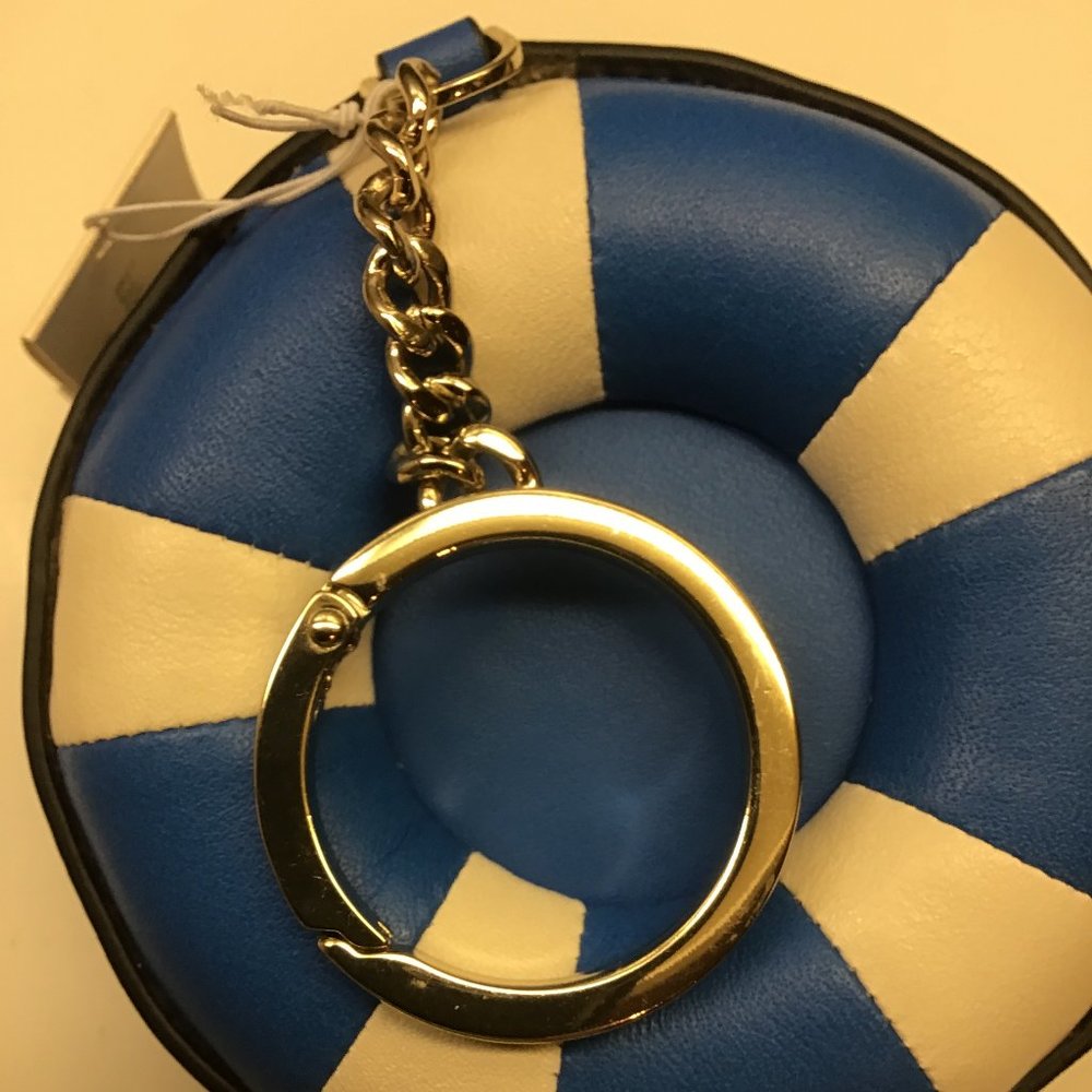 Kate Spade New Royal and Cream Buoy Zippered Key Chain - Picture 1 of 7